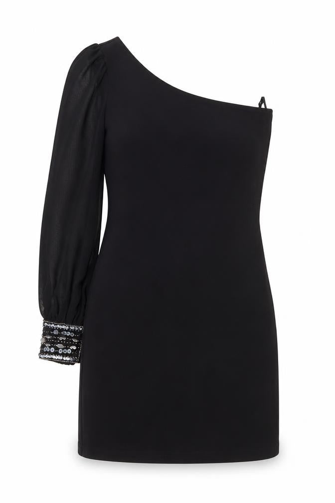 Jane Norman Womens Black  Cotton Sheath  Size 6  Off the Shoulder