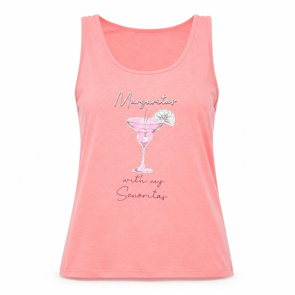 Front view of F&F women’s pink solid polyester top pyjama top, size UK 8, - margaritas