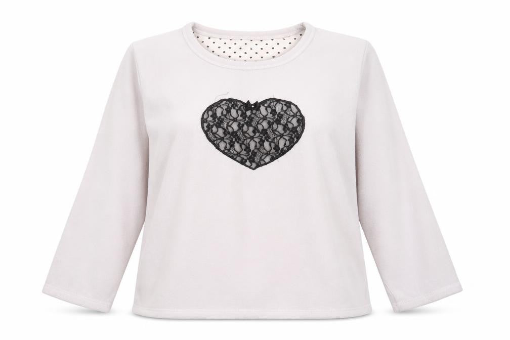 Front view of La Maguise women’s purple solid polyester top pyjama top, size S, - heart