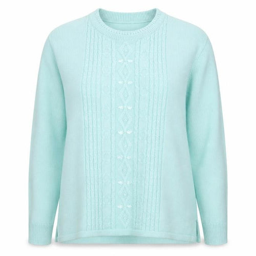 reflect knitwear Womens Green Round Neck Geometric Acrylic Pullover Jumper Size M