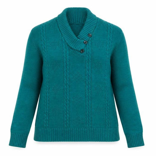 Fashion Alert Womens Green V-Neck Geometric Acrylic Pullover Jumper Size S