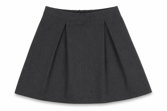 Front view of Nutmeg girls’ grey polyester a-line skirt, size 7-8, years regular button - two pockets