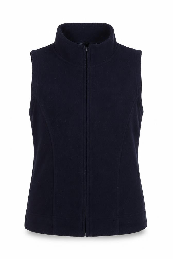 Front view of Isle women’s blue polyester full zip sweatshirt, size UK 10, zip