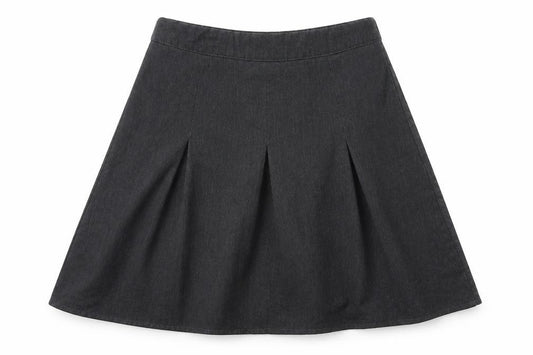 Front view of George girls’ grey polyester skater skirt, size 8-9, years regular zip
