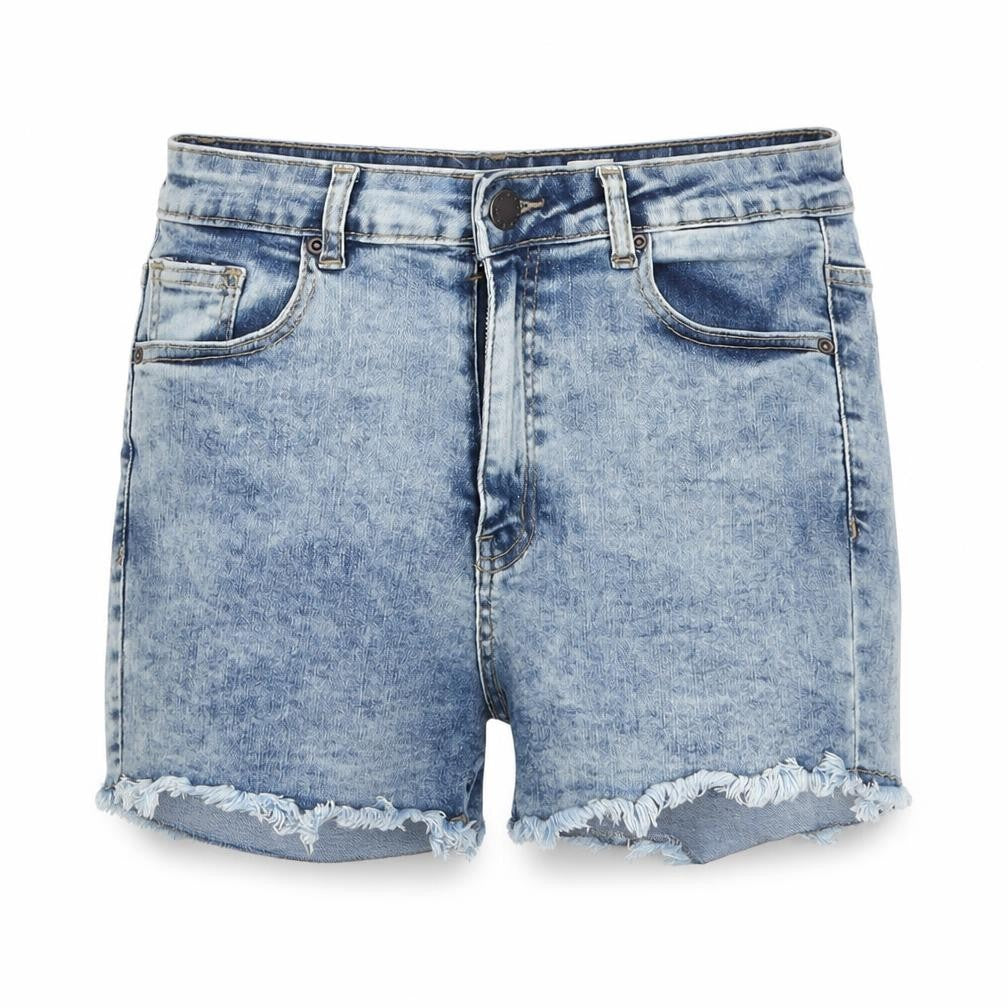 Lasula Womens Blue  Cotton Cut-Off Shorts Size 10 L3 in Regular Button - Bite Me Don't Touch