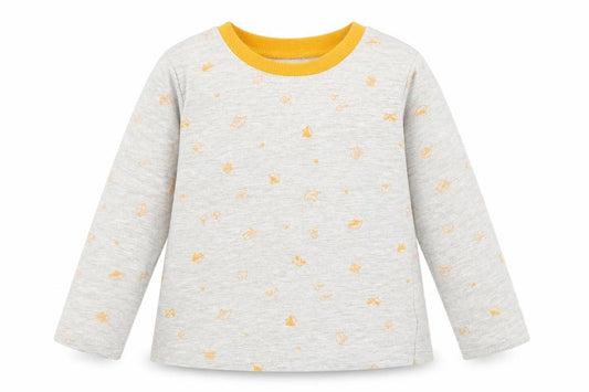 Front view of George Baby Grey Spotted Cotton Basic T-Shirt, size 18-24, Months Crew Neck