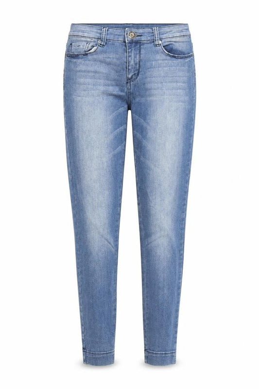 Front view of TALLY WEiJL women’s blue cotton skinny jeans, size UK 10, 30-inch leg regular zip