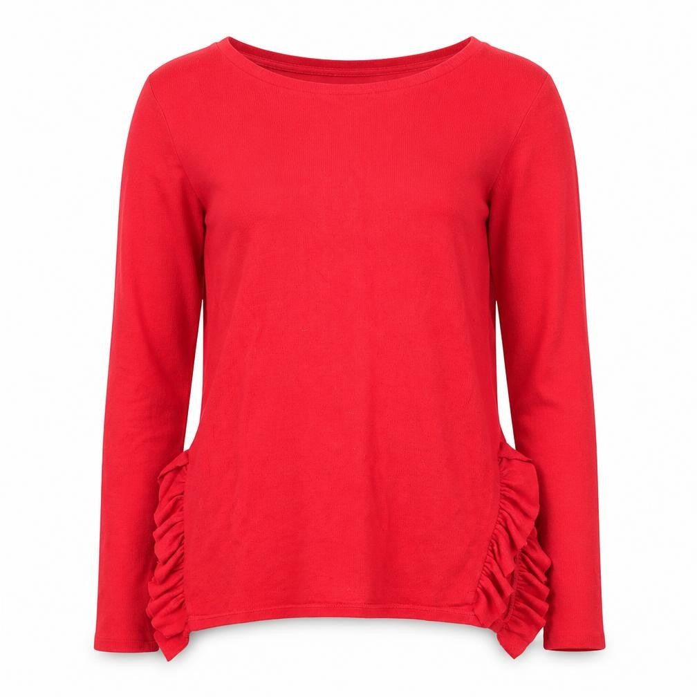 Front view of Next women’s red round neck viscose jumper, size UK 12