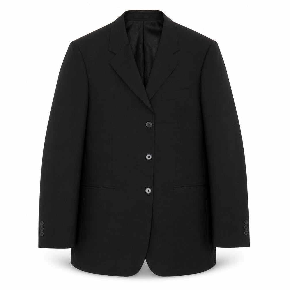 Front view of Brook Taverner men’s grey polyester jacket suit jacket, size 40