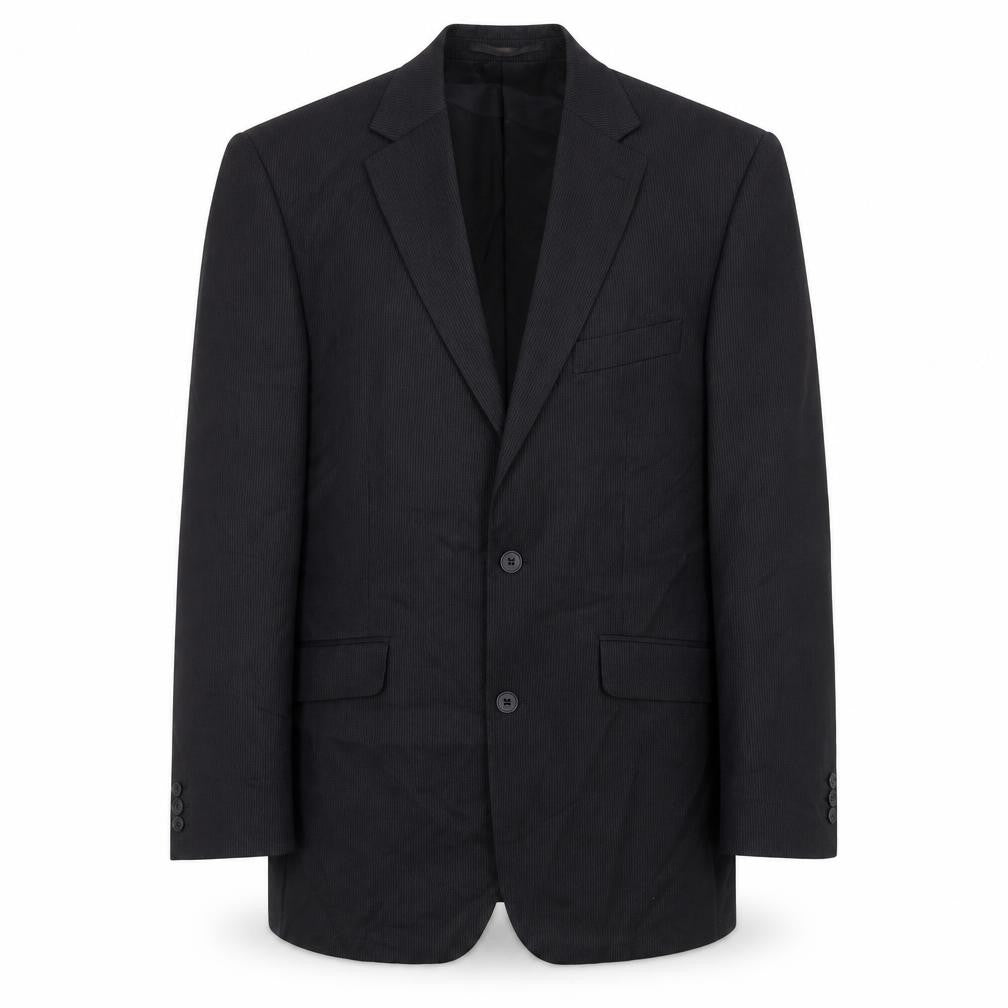 Front view of karl jackson men’s black striped polyester jacket suit jacket, size 42