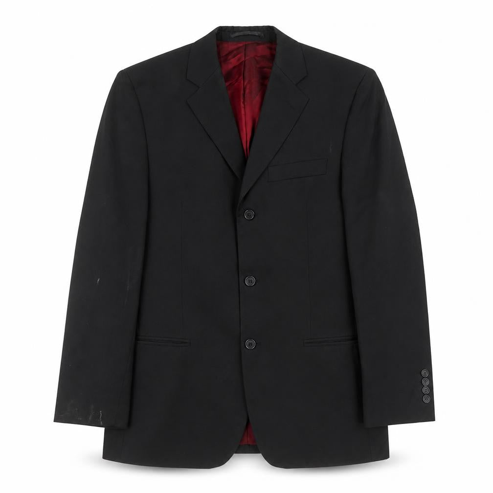Front view of Charlton Gray men’s black polyester jacket suit jacket, size 40