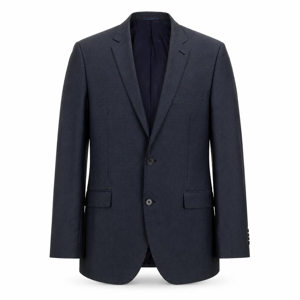 Front view of F&F men’s blue polyester jacket suit jacket, size 42