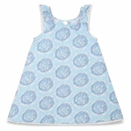 Sigrid Olsen Girls Blue Geometric Cotton Shift  Size 3-4 Years  Round Neck