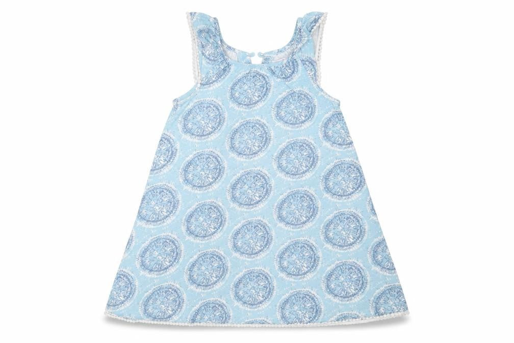Sigrid Olsen Girls Blue Geometric Cotton Shift  Size 3-4 Years  Round Neck