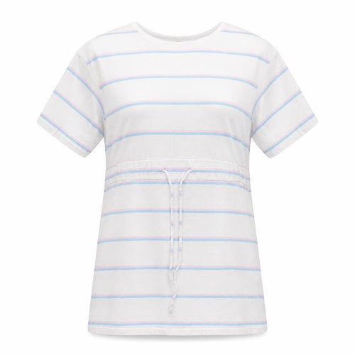 Wednesday Girl Womens Multicoloured Striped Cotton Basic T-Shirt Size M Round Neck