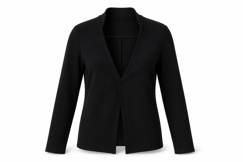 Front view of Preworn women’s black jacket blazer, size UK 10