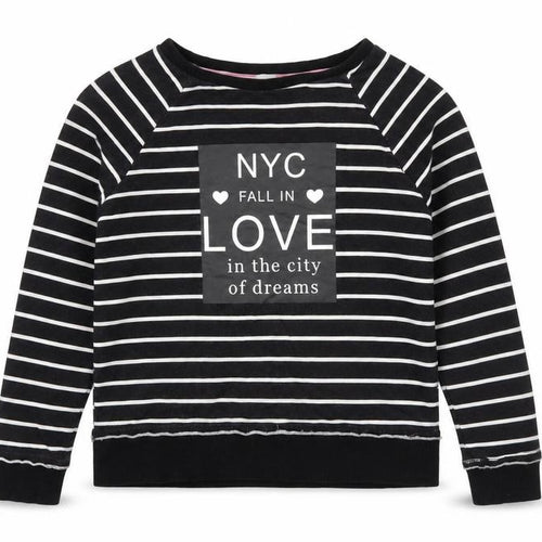 H&M Girls Black Striped Cotton Pullover Sweatshirt Size 9-10 Years
