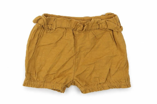 Front view of Tu Baby Beige Cotton Cropped Trousers, size 12-18, Months
