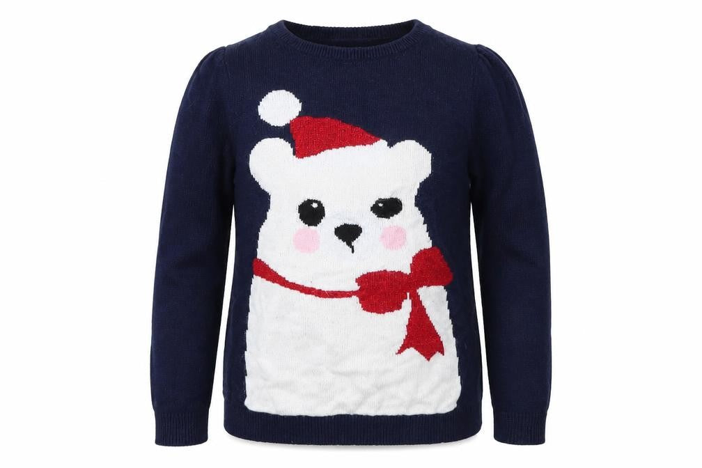 H&M Girls Blue Round Neck  Viscose Pullover Jumper Size 7-8 Years  Pullover - Polar Bear