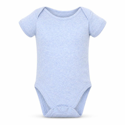 Front view of George Baby Blue Cotton Babygrow One-Piece, size 3-6, Months Snap