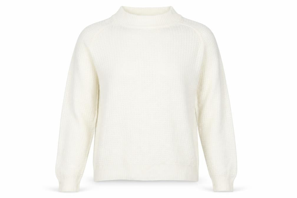 Front view of Damart women’s white acrylic pullover sweatshirt, size UK 14, pullover