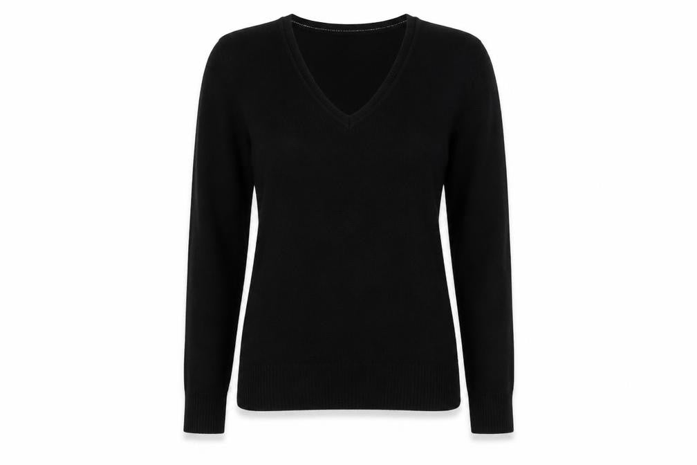 Front view of TU women’s black acrylic pullover sweatshirt, size UK 12, pullover