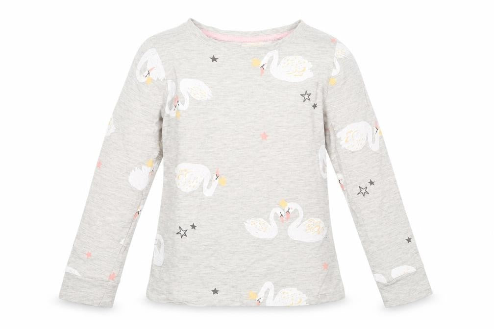 F&F Girls Grey Solid Cotton Top Pyjama Top Size 5-6 Years