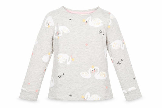 Front view of F&F girls’ grey solid cotton top pyjama top, size 5-6, years