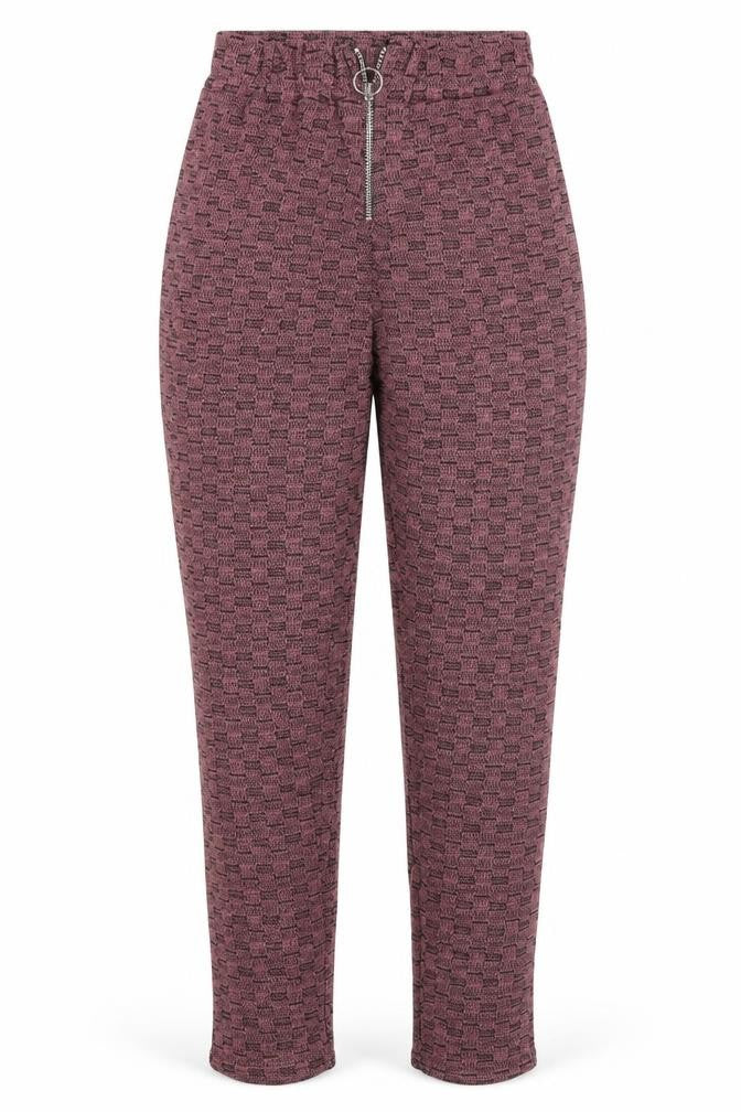 Front view of Preworn women’s pink polyester sweatpants, size M, 30-inch leg regular