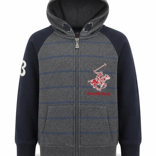 Beverly Hills Polo Club Boys Multicoloured Striped Cotton Full Zip Hoodie Size 5-6 Years