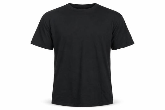 Front view of Boohoo men’s black cotton t-shirt, size L, round neck