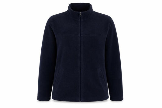 Front view of EWM women’s blue jacket, size M