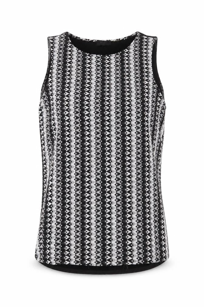 Papaya Womens Black Geometric Polyester Basic Blouse Size 12 Round Neck
