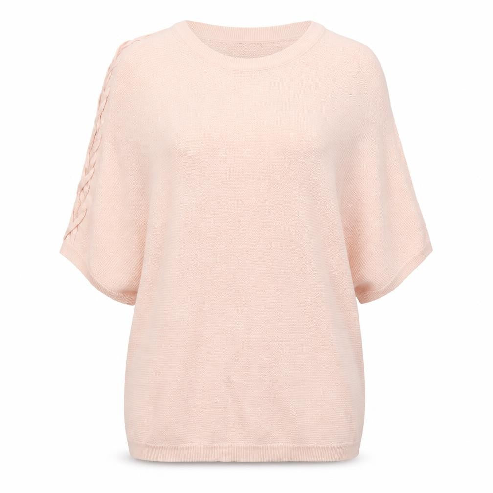 Front view of MC Lorene women’s pink round neck cotton jumper one size