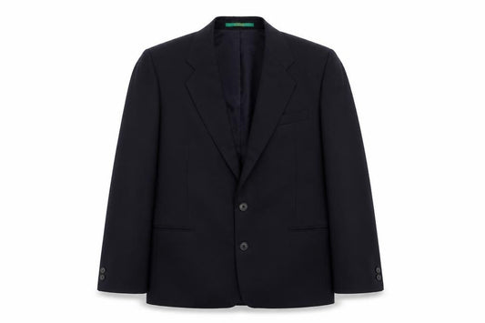 Front view of C&A men’s blue jacket blazer, size 42, button