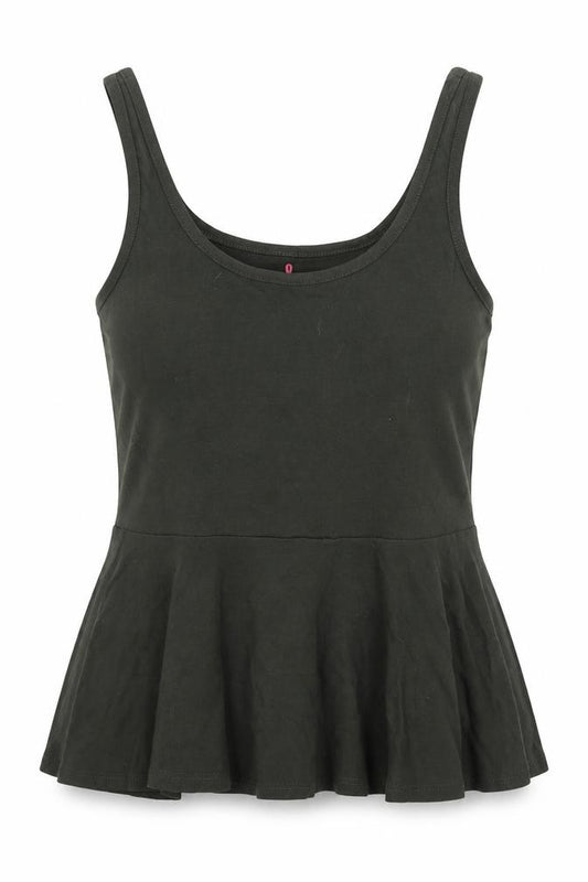 Front view of Atmosphere women’s green cotton basic tank, size UK 10, round neck - peplum