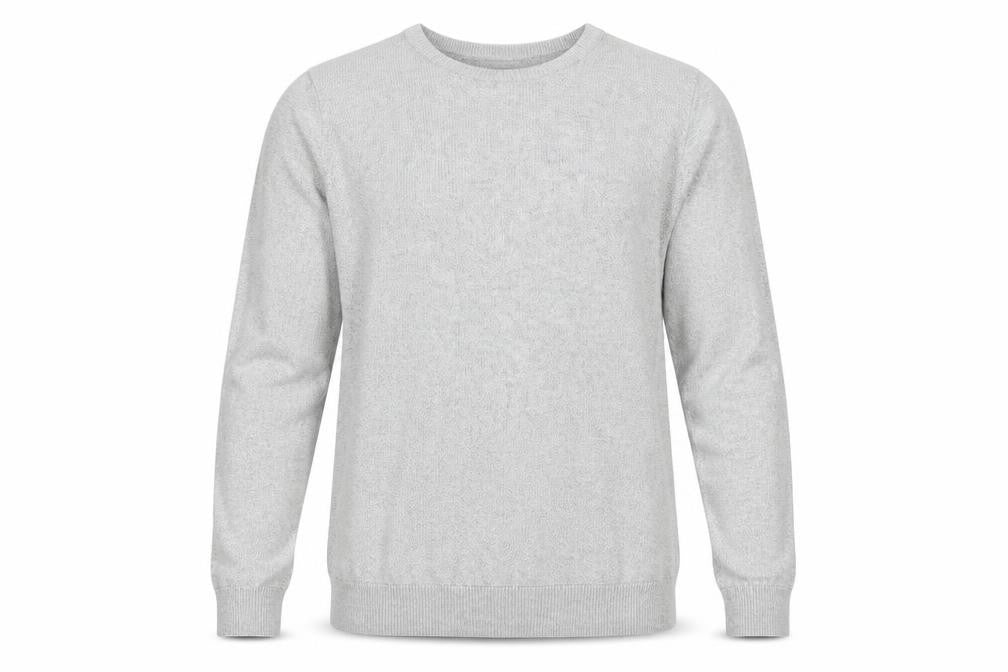 Front view of Cedarwood State men’s grey round neck cotton jumper, size S