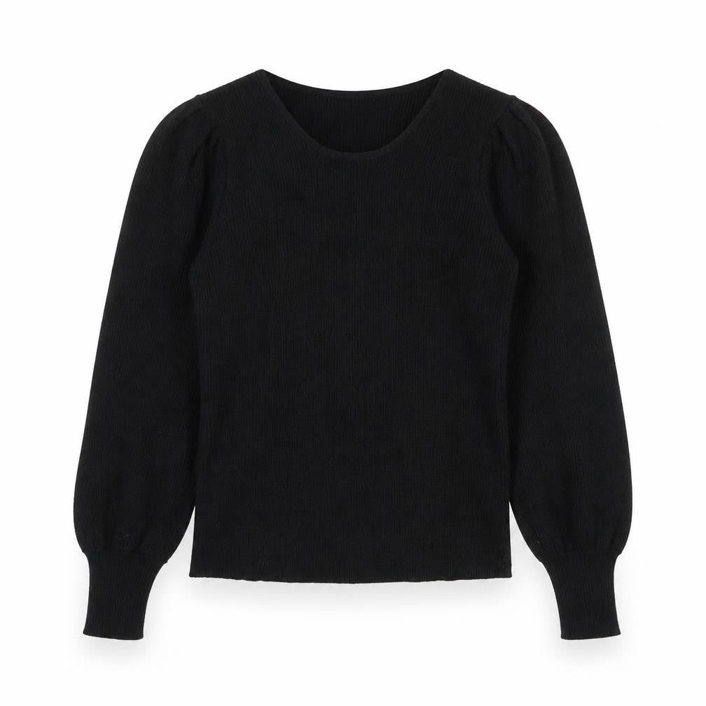 Front view of F&F women’s black round neck viscose jumper, size UK 12