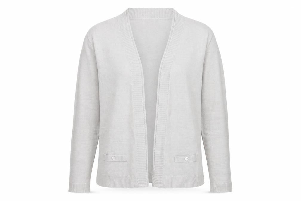 BHS Womens Grey V-Neck  Acrylic Cardigan Jumper Size 12
