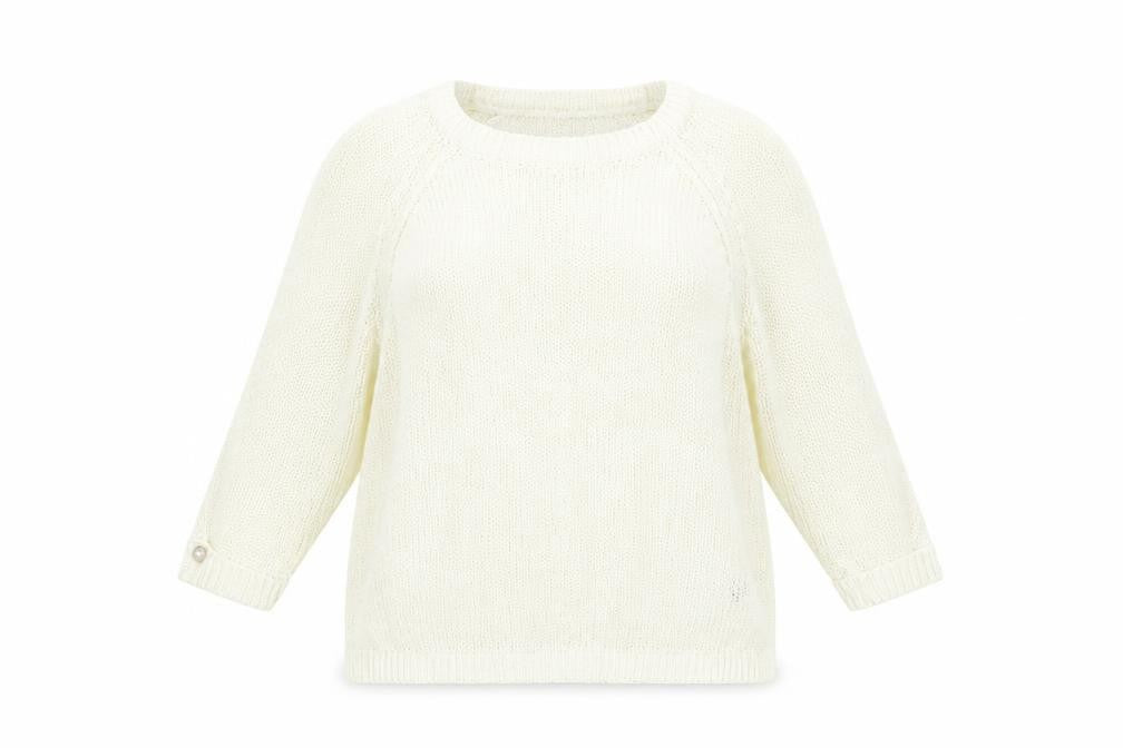 Front view of Wallis women’s white crew neck acrylic jumper, size L