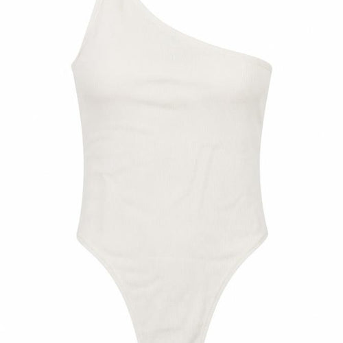 ASOS Womens Ivory  Viscose Bodysuit One-Piece Size 12  Snap
