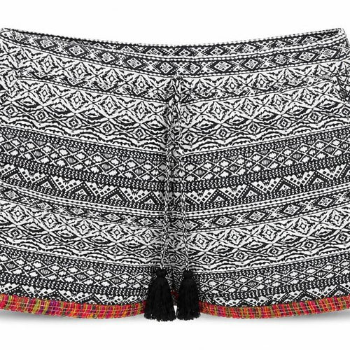 Papaya Womens Black Geometric Viscose Mom Shorts Size 10 L3 in Regular Drawstring