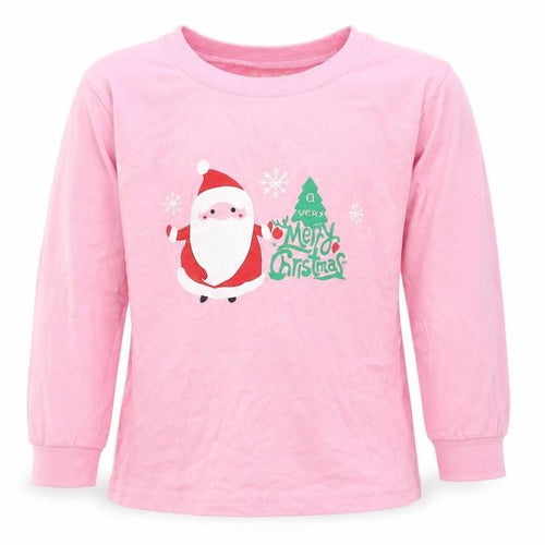 Preworn Girls Pink Solid Cotton Top Pyjama Top Size 6 Years  Pullover - Merry Christmas