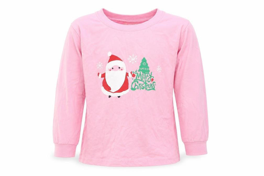 Preworn Girls Pink Solid Cotton Top Pyjama Top Size 6 Years  Pullover - Merry Christmas