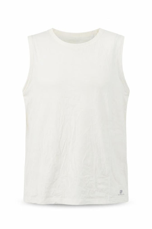 Front view of Oxlayne men’s white cotton basic tank, size XL, round neck