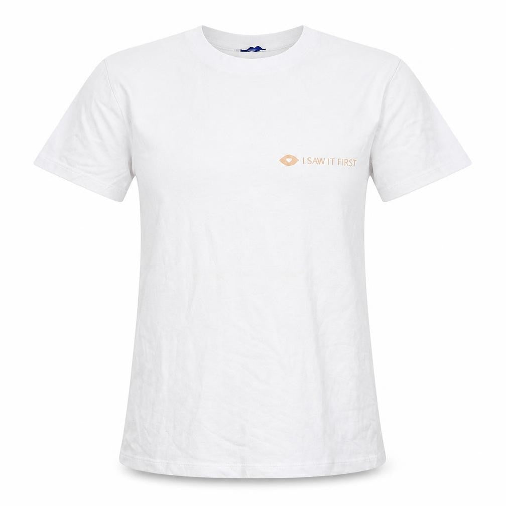 Front view of Jetty women’s white cotton basic t-shirt, size S, round neck