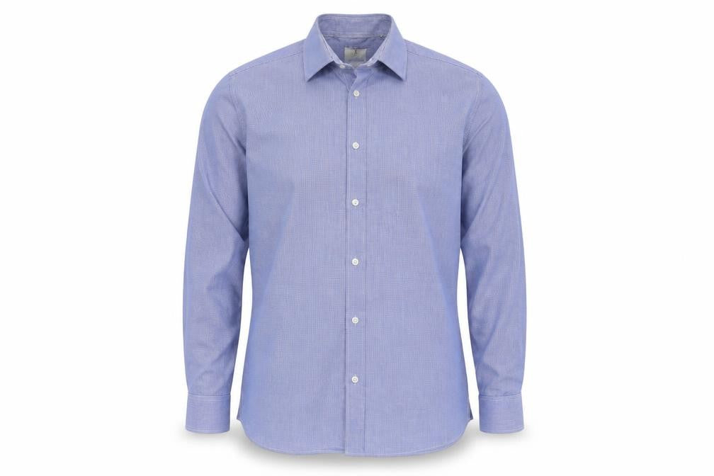 Next Mens Blue Check Polyester  Button-Up Size 17 Collared