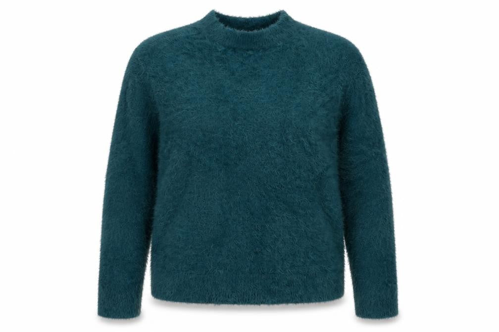 Front view of Primark women’s blue round neck nylon jumper, size S