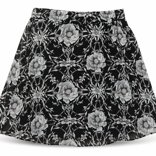 Eight Paris Womens Black Floral Polyester Skater Skirt Size S