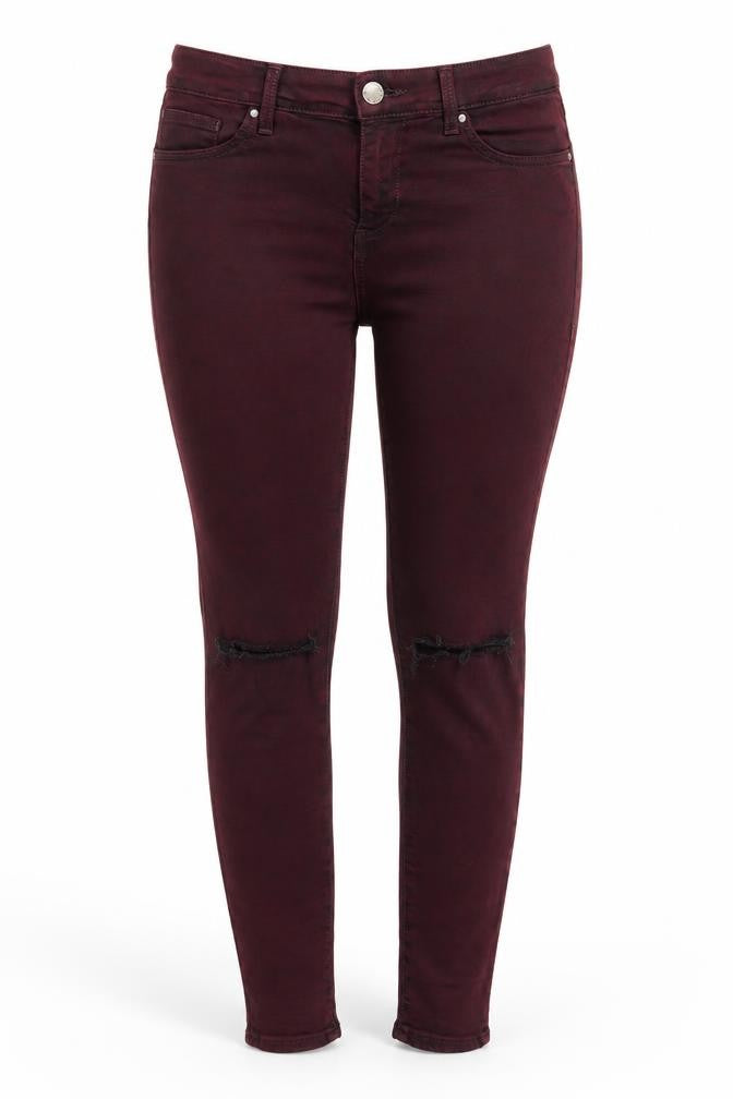 Topshop Womens Purple  Cotton Skinny Jeans Size 28 in L27 in Regular Button